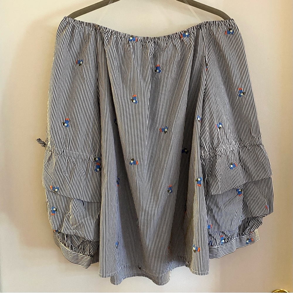 Sanctuary Striped Off-Shoulder Top with Floral Embroidery - Picture 6 of 7